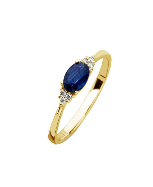 Bague Saphirs  et Diamants Or jaune  750/1000ème