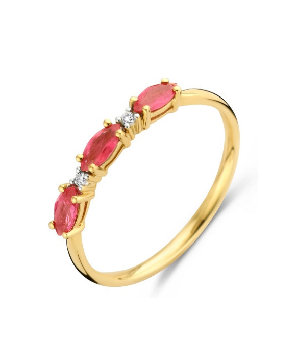 Bague Rubis  et Diamants Or jaune et blanc 750/1000ème