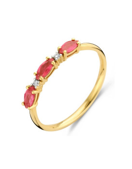 Bague Rubis  et Diamants Or jaune et blanc 750/1000ème