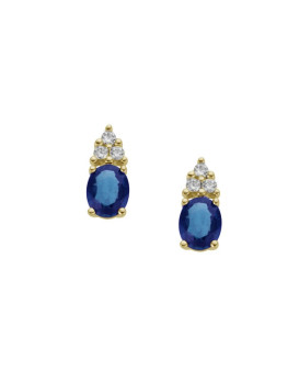 Boucles d'oreilles Saphirs et Diamants  Or jaune 750/1000ème