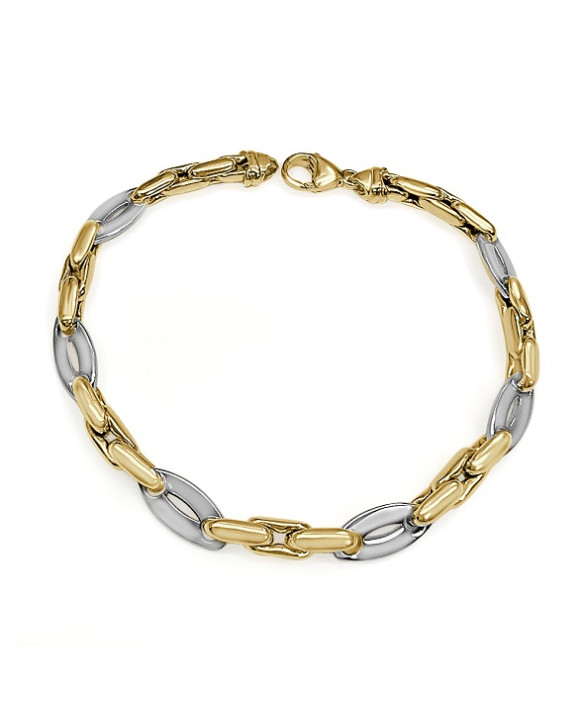 Bracelet Femme Or Jaune Et Blanc 18 Carats - Longueur 20 Cm, Neuf Sans Emballage, Générique