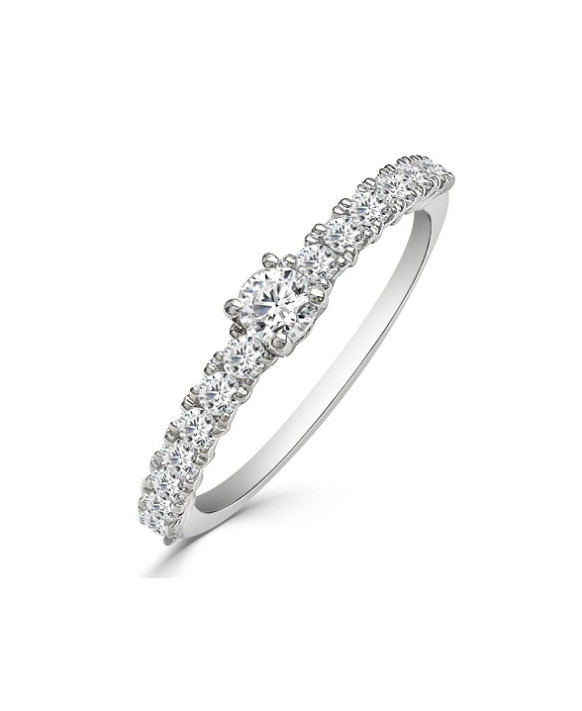 BETTY, Bague Solitaire  Diamant  accompagné 0,32 ct Or blanc 750/1000ème