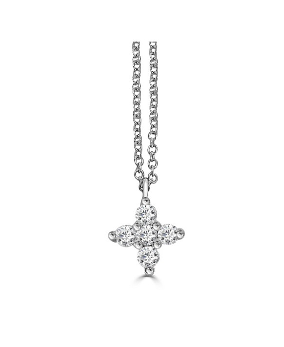 Collier or blanc 750/1000ème avec pendentif diamants