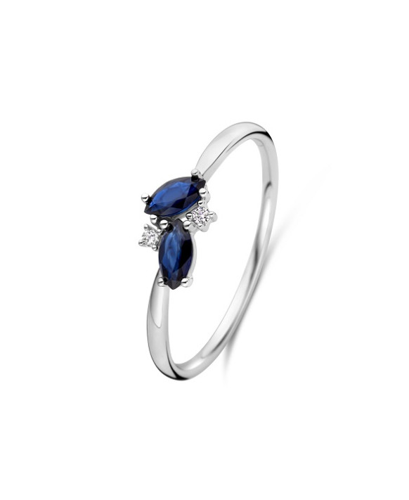 BagueSaphirs  et Diamants Or blanc 750/1000ème