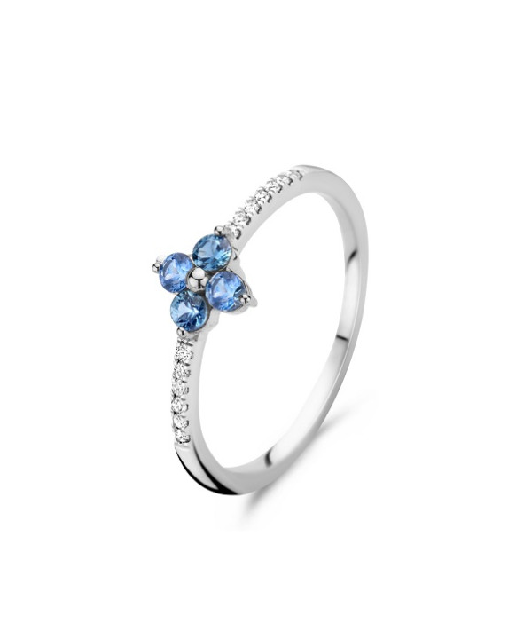 Bague Saphirs  et Diamants Or blanc 750/1000ème