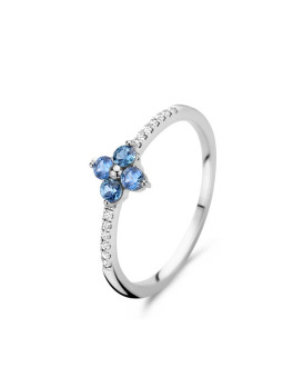 Bague Saphirs  et Diamants Or blanc 750/1000ème