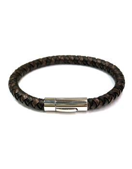 Bracelet homme cuir tressé marron IKOBA BTR001B