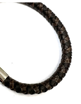 Bracelet homme cuir tressé marron IKOBA BTR001B