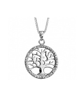 Collier argent arbre de vie et oxydes de zirconium
