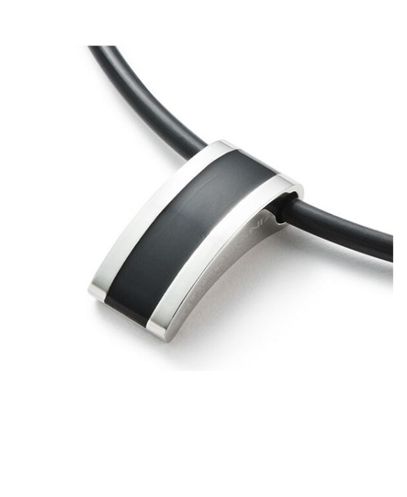 Cable silicone et pendentif homme acier  MONOMANIA 50351