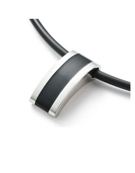 Cable silicone et pendentif homme acier  MONOMANIA 50351