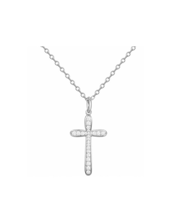 Collier argent et croix oxydes de zirconium