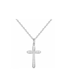 Collier argent et croix oxydes de zirconium