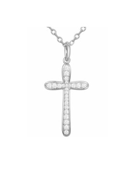 Collier argent et croix oxydes de zirconium