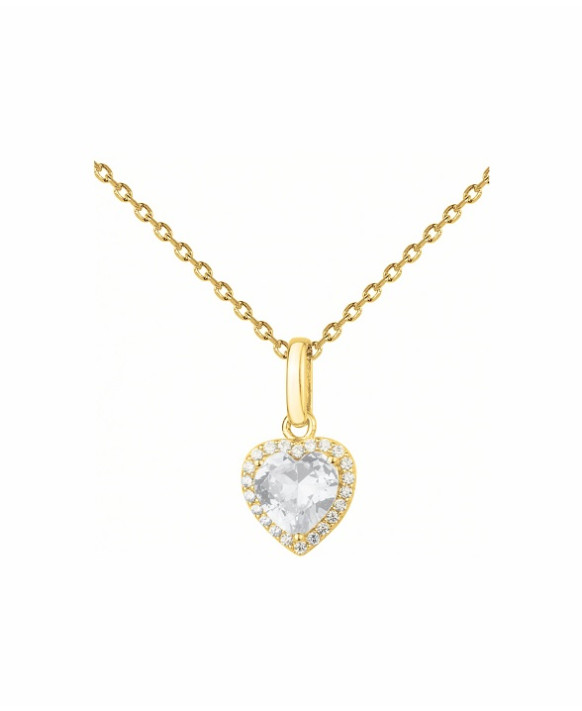 Collier plaqué or motif coeur oxydes de zirconium