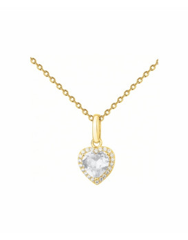 Collier plaqué or motif coeur oxydes de zirconium