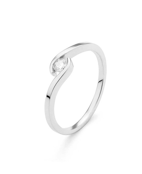 Bague Solitaire Diamant  0,10 ct Or blanc 750/1000ème