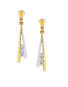 Boucles d'oreilles pendantes or 375/1000ème  et oxydes de zirconium