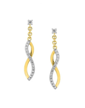 Boucles d'oreilles pendantes or 375/1000ème  et oxydes de zirconium