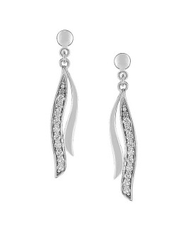 Boucles d'oreilles pendantes or blanc  375/1000ème  et oxydes de zirconium