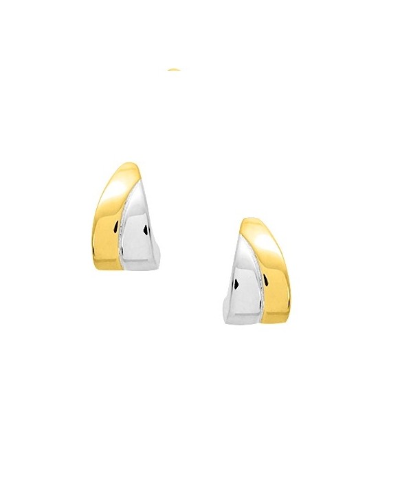 Boucles d'oreilles or blanc et jaune  750/1000ème 1/2 créoles