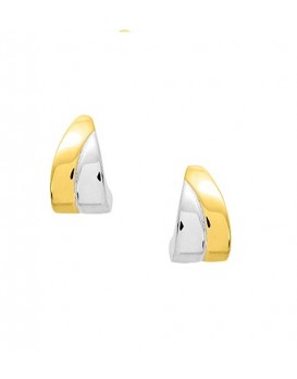 Boucles d'oreilles or blanc et jaune  750/1000ème 1/2 créoles