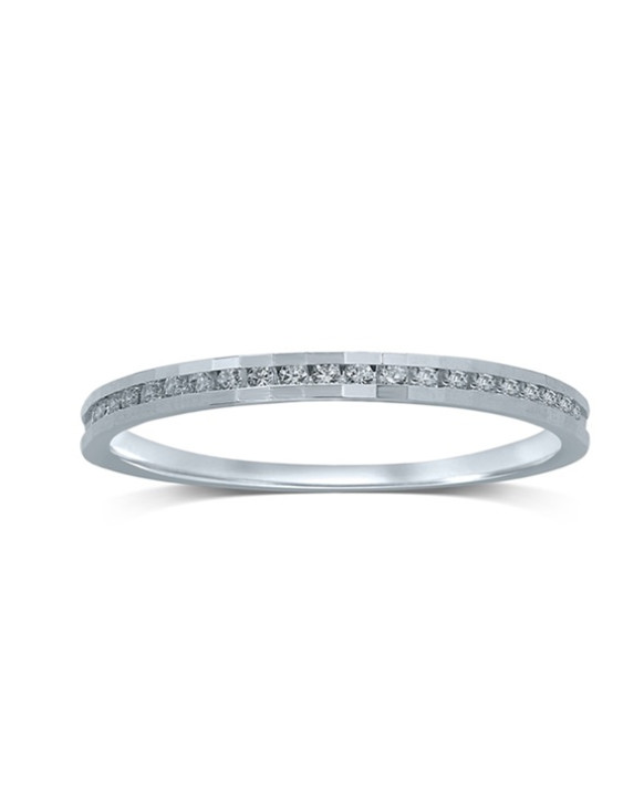 LEANA, Alliance or blanc 750/1000ème et diamants 0,10 ct