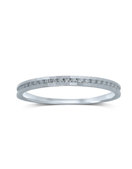 LEANA, Alliance or blanc 750/1000ème et diamants 0,10 ct