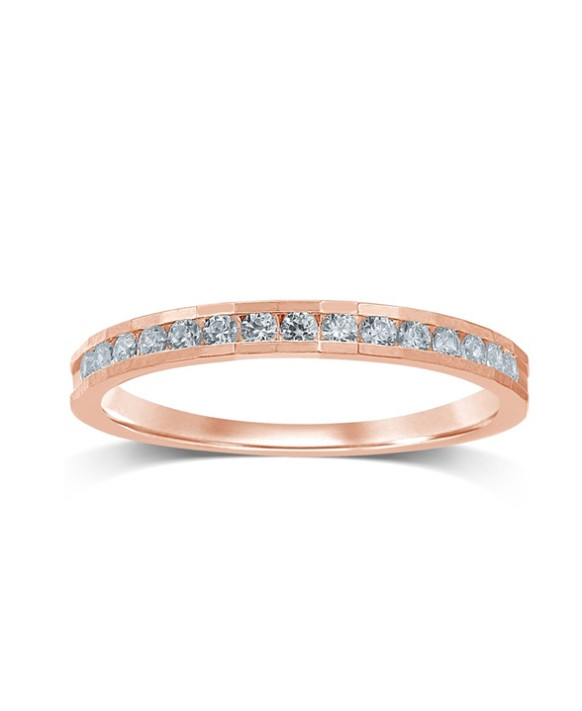 LEANA, Alliance or rose 750/1000ème et diamants 0,25 ct