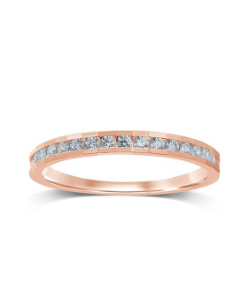 LEANA, Alliance or rose 750/1000ème et diamants 0,25 ct