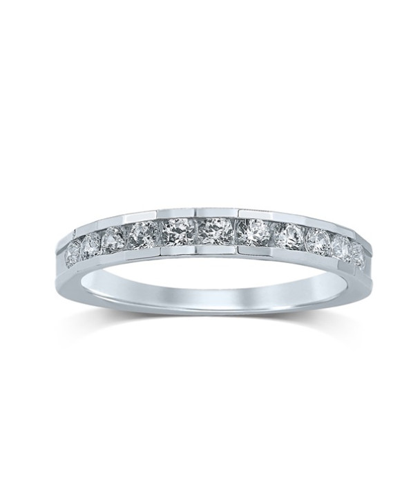 LEANA, Alliance or blanc 750/1000ème et diamants 0,50 ct