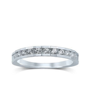 LEANA, Alliance or blanc 750/1000ème et diamants 0,50 ct