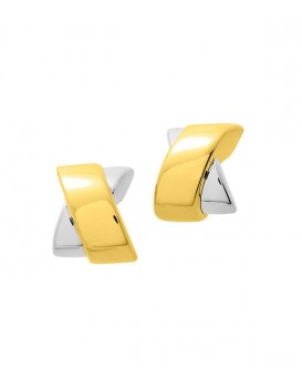 Boucles d'oreilles or blanc et jaune  750/1000ème 1/2 créoles