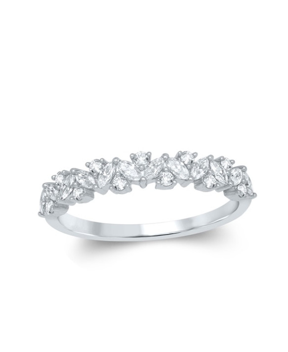 LIVIA, Alliance or blanc 750/1000ème et diamants 0,45 ct