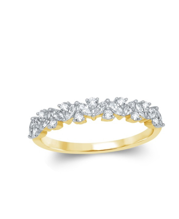 LIVIA, Alliance or blanc et jaune 750/1000ème et diamants 0,45 ct