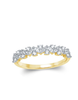 LIVIA, Alliance or blanc et jaune 750/1000ème et diamants 0,45 ct