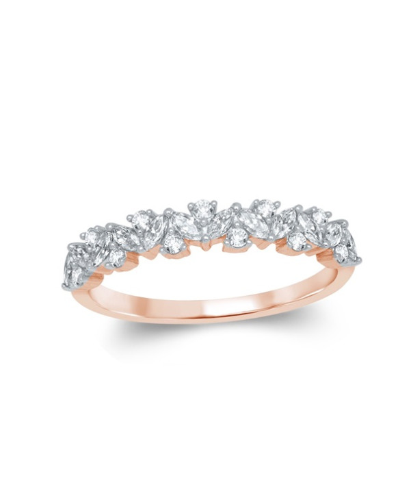 LIVIA, Alliance or rose 750/1000ème et diamants 0,45 ct