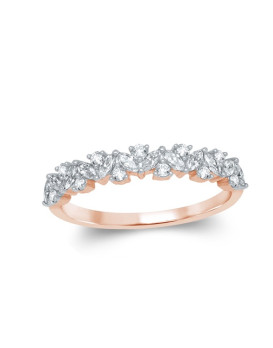 LIVIA, Alliance or rose 750/1000ème et diamants 0,45 ct