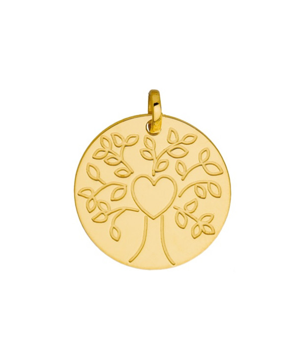 Médaille ronde motif Arbre de Vie  or jaune 375/1000ème