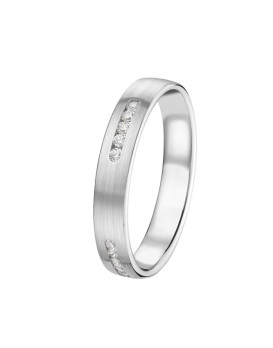 LEANE, Alliance or blanc 750/1000ème et diamants