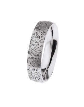 AKSEL, Bague homme acier  , finition écorce mate 6,5 mn