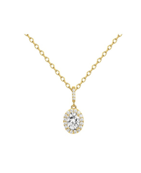 Collier plaqué or et pendentif oxydes de zirconium
