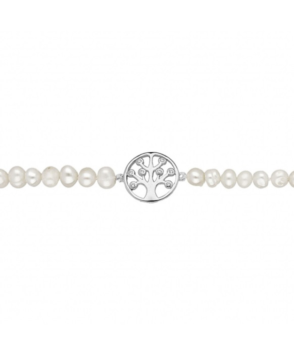 Bracelet perles d'eau douce et arbre de vie en argent