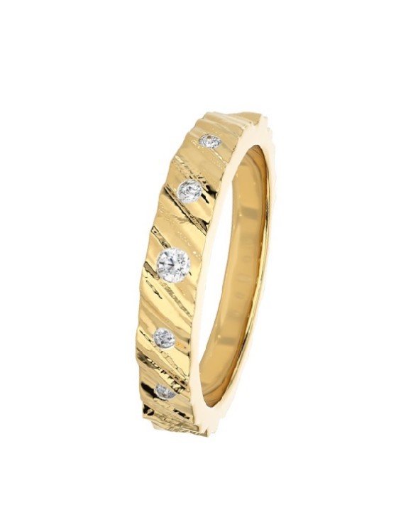 SIENNA, Alliance or jaune 750/1000ème et diamants 0,08 ct