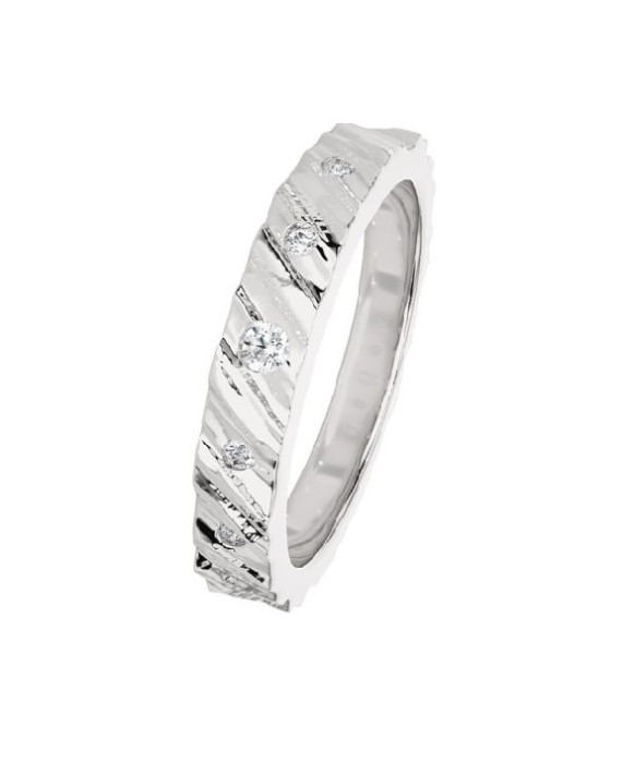SIENNA, Alliance or blanc 750/1000ème et diamants 0,08 ct