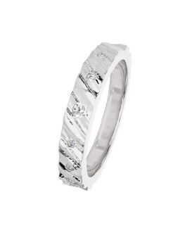 SIENNA, Alliance or blanc 750/1000ème et diamants 0,08 ct