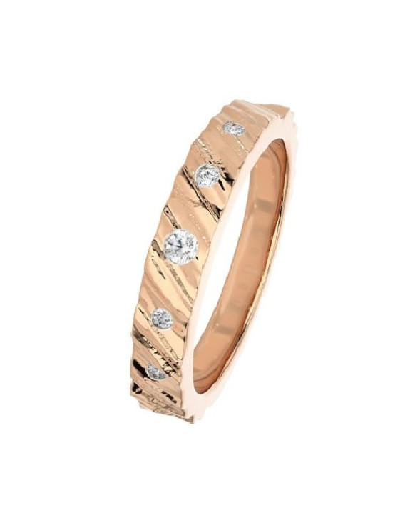 SIENNA, Alliance or rose 750/1000ème et diamants 0,08 ct