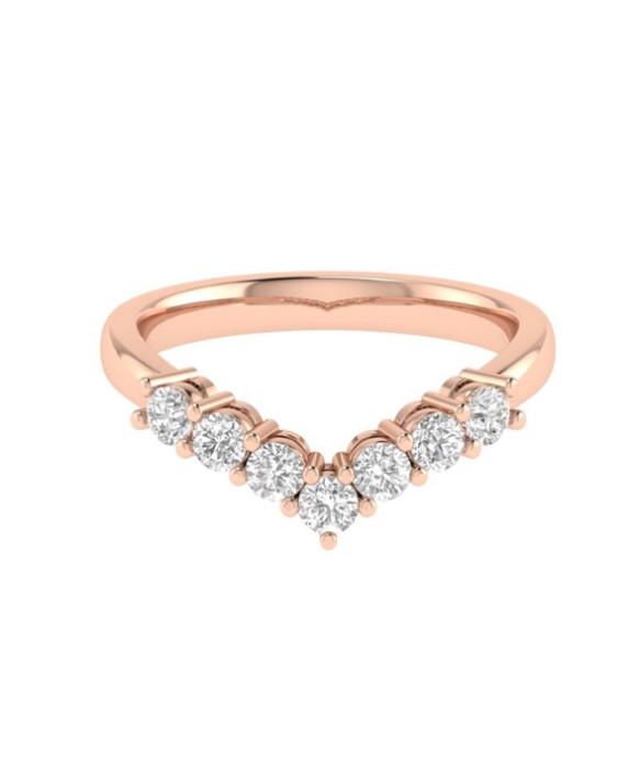 FELICIE, Alliance or rose 750/1000ème et diamants 0,46 ct