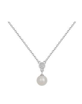 Collier argent, perle d'eau douce et oxydes de zirconium