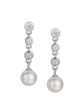 Boucles d'oreilles argent , permes d'eau douce et oxydes de zirconium